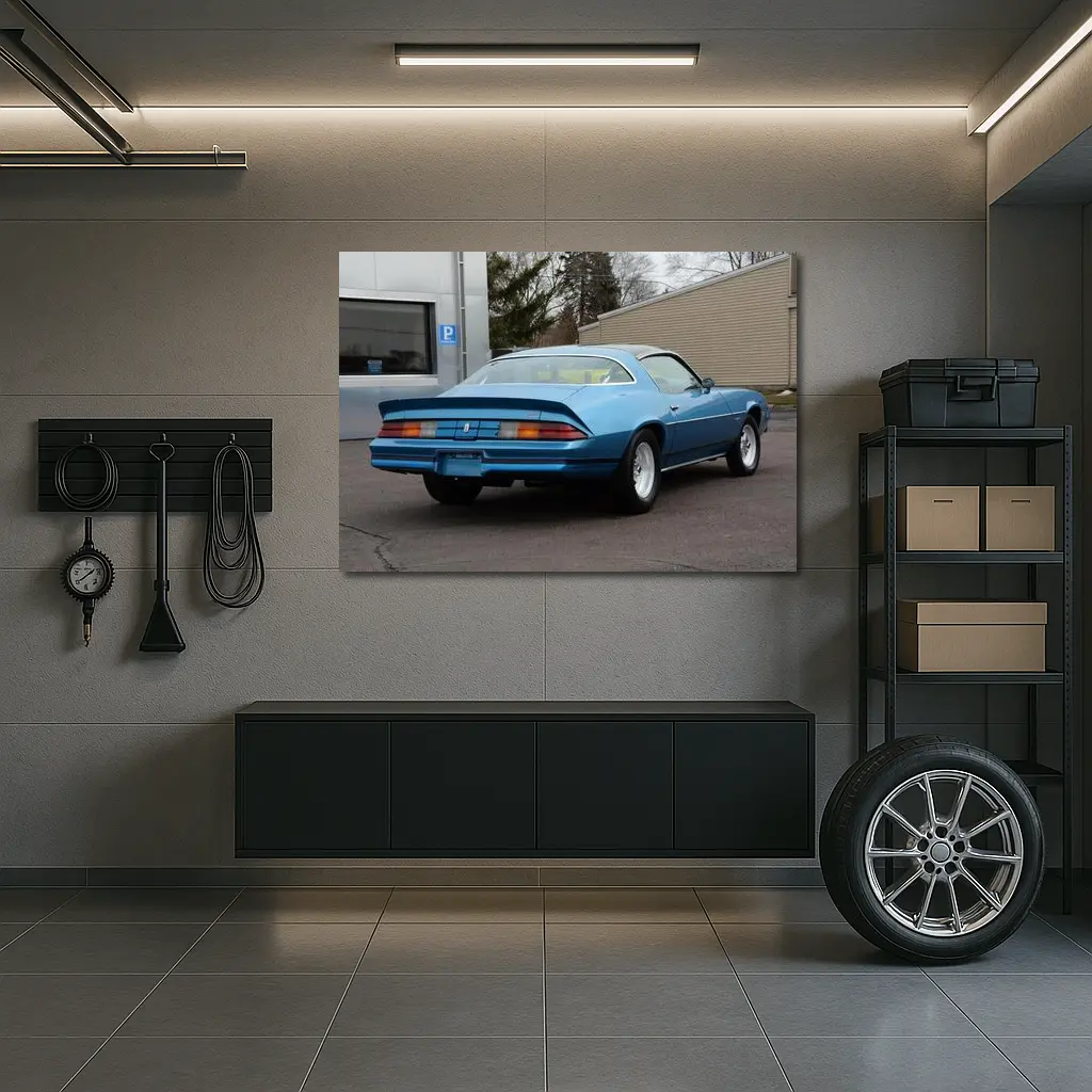 1980 Chevrolet Camaro Z28 Blue Rear View – Wall Art