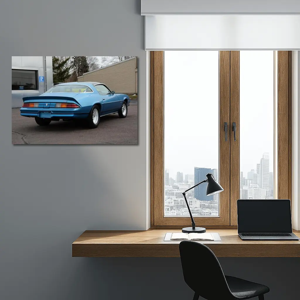 1980 Chevrolet Camaro Z28 Blue Rear View – Wall Art