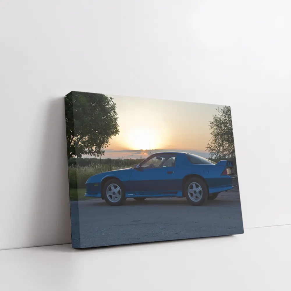 Chevrolet Camaro Z28 Blue Sunset Side Profile – Wall Art