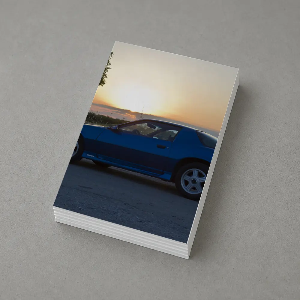 Chevrolet Camaro Z28 Blue Sunset Side Profile – Postcards