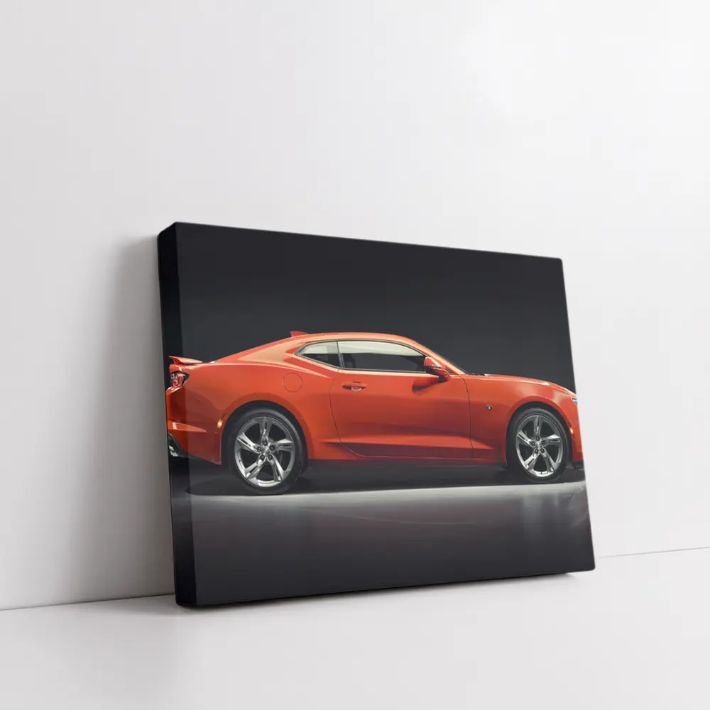 Chevrolet Camaro Orange Side Profile Dark Studio – Wall Art