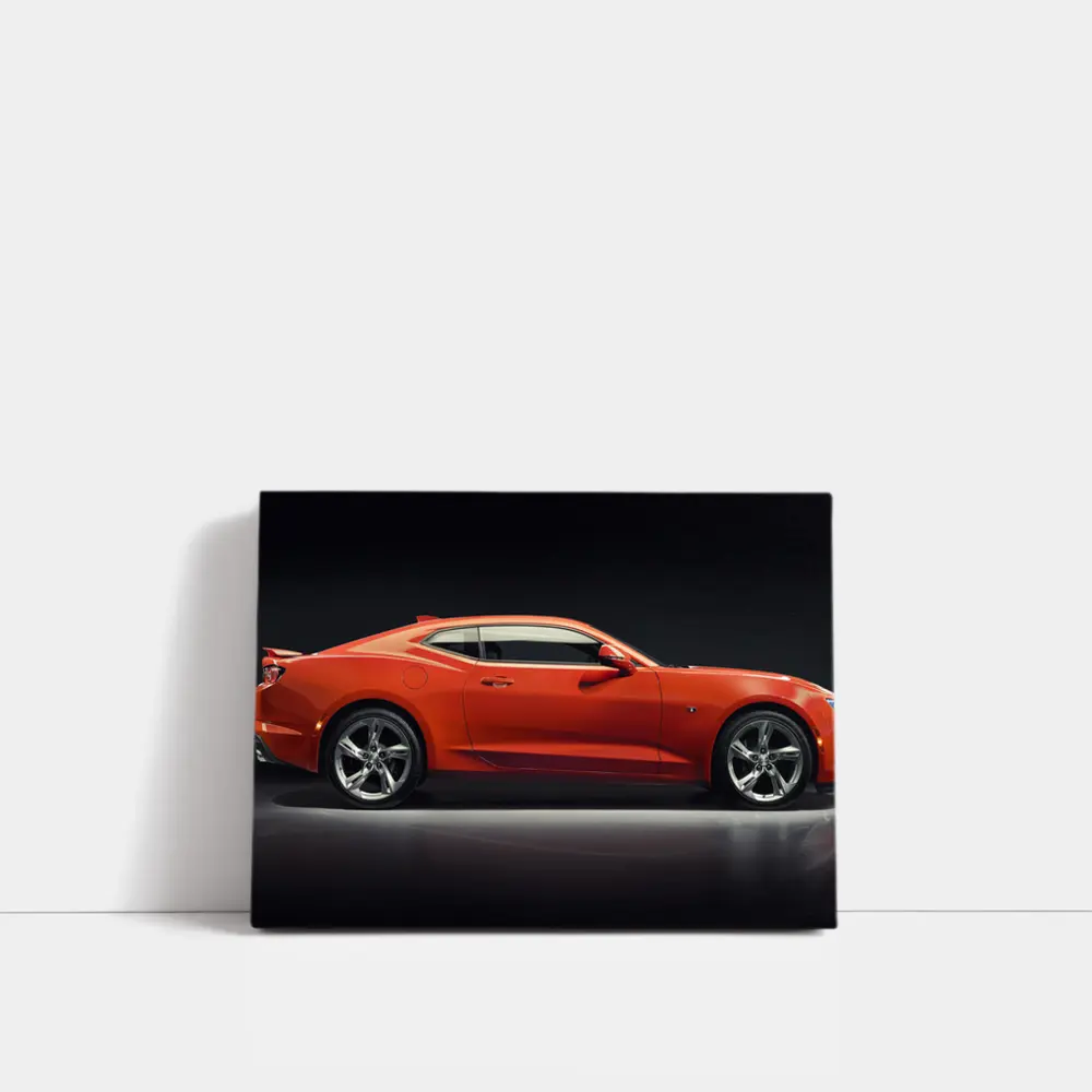 Chevrolet Camaro Orange Side Profile Dark Studio – Wall Art