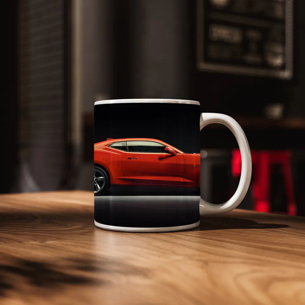 Chevrolet Camaro Orange Side Profile Dark Studio – Mugs