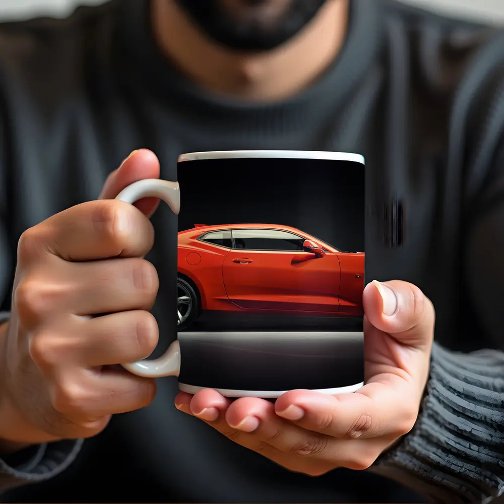 Chevrolet Camaro Orange Side Profile Dark Studio – Mugs