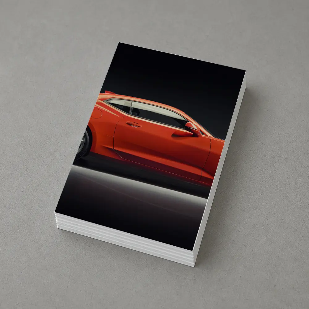 Chevrolet Camaro Orange Side Profile Dark Studio – Postcards