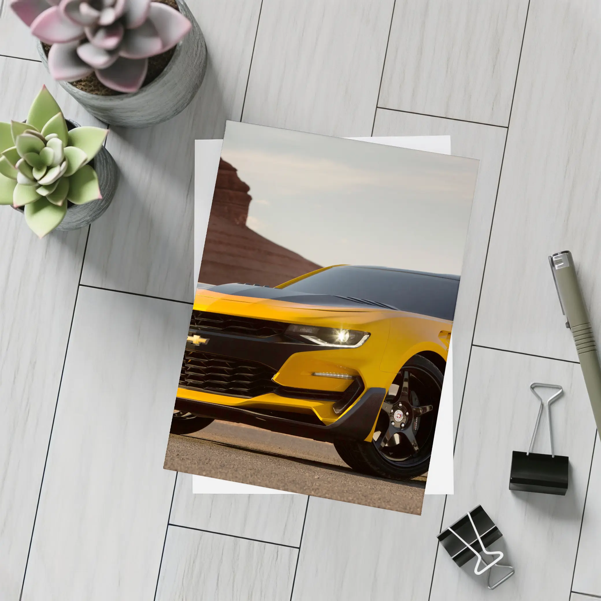 Chevrolet Camaro Bumblebee Desert Rock Formation – Postcards