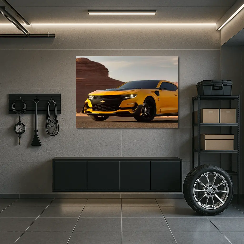 Chevrolet Camaro Bumblebee Desert Rock Formation – Wall Art