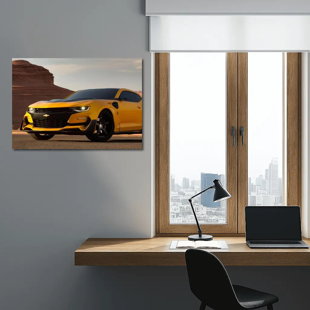 Chevrolet Camaro Bumblebee Desert Rock Formation – Wall Art