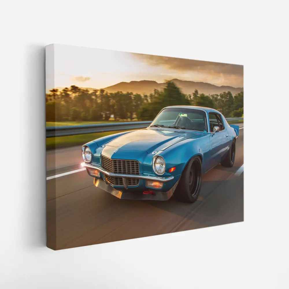 1970 Chevrolet Camaro Blue Sunset Highway – Wall Art