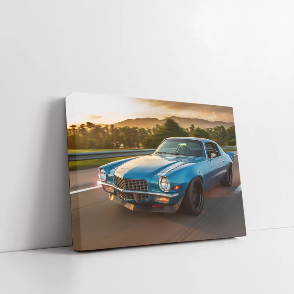 1970 Chevrolet Camaro Blue Sunset Highway – Wall Art