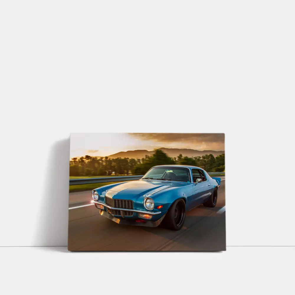 1970 Chevrolet Camaro Blue Sunset Highway – Wall Art