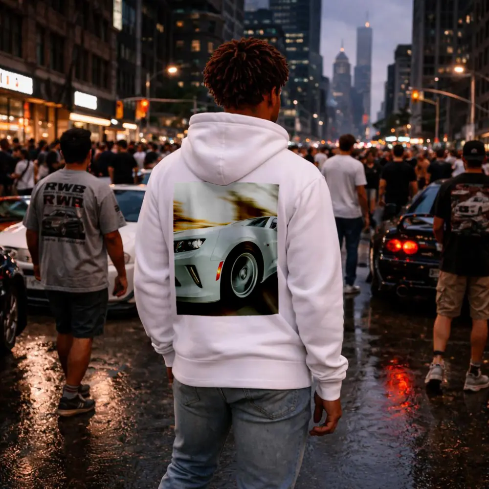 Chevrolet Camaro White Speed Blur Motion – Hoodies