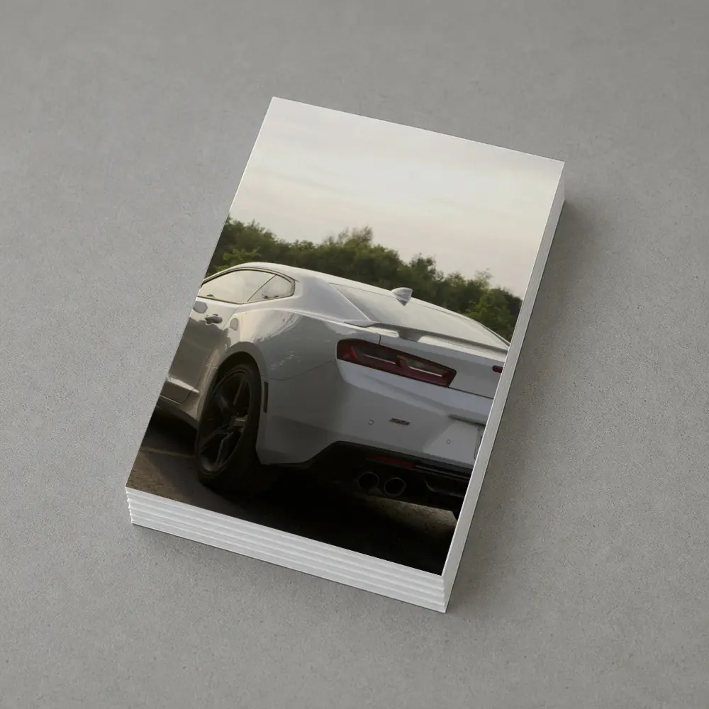 Chevrolet Camaro SS White Rear Parking Lot – Postcards