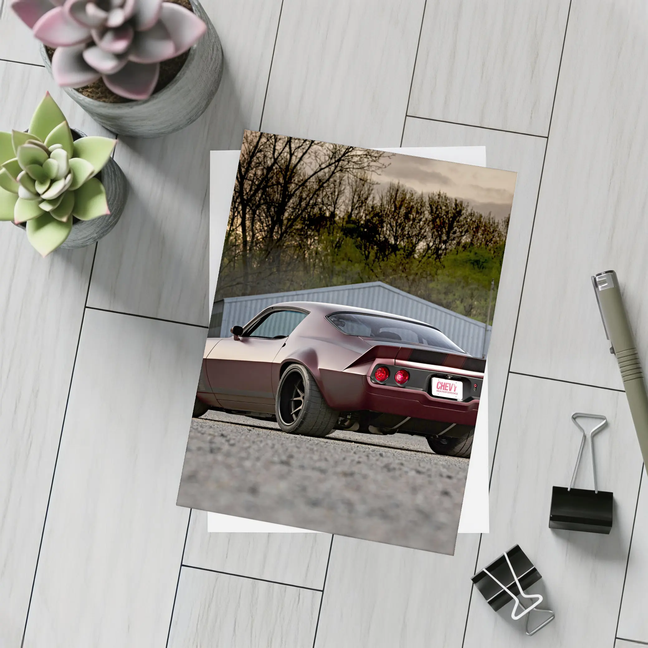 Chevrolet Camaro Muscle Car Dusk Parking Lot – Postcards