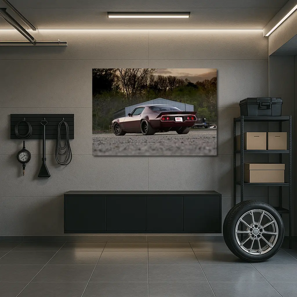 Chevrolet Camaro Muscle Car Dusk Parking Lot – Wall Art