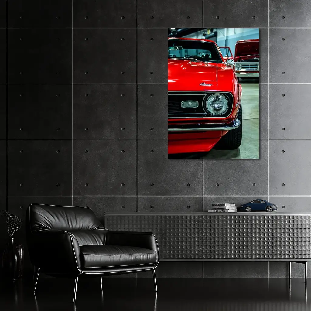 Chevrolet Camaro Red Muscle Car Garage – Wall Art