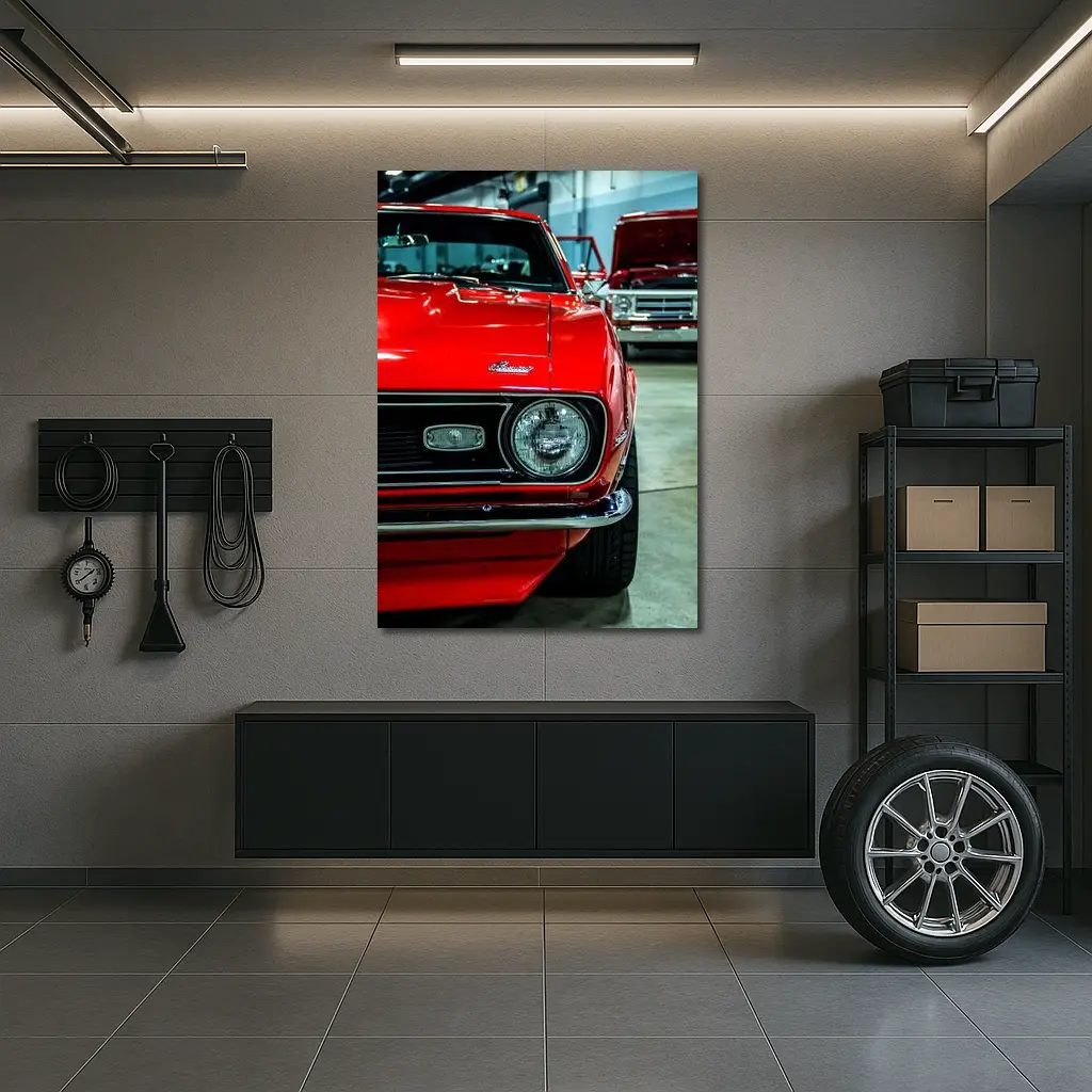Chevrolet Camaro Red Muscle Car Garage – Wall Art