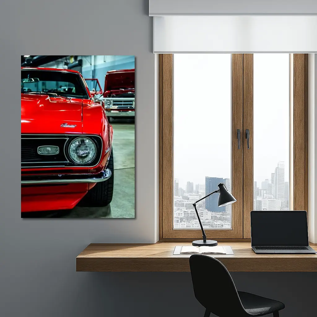 Chevrolet Camaro Red Muscle Car Garage – Wall Art
