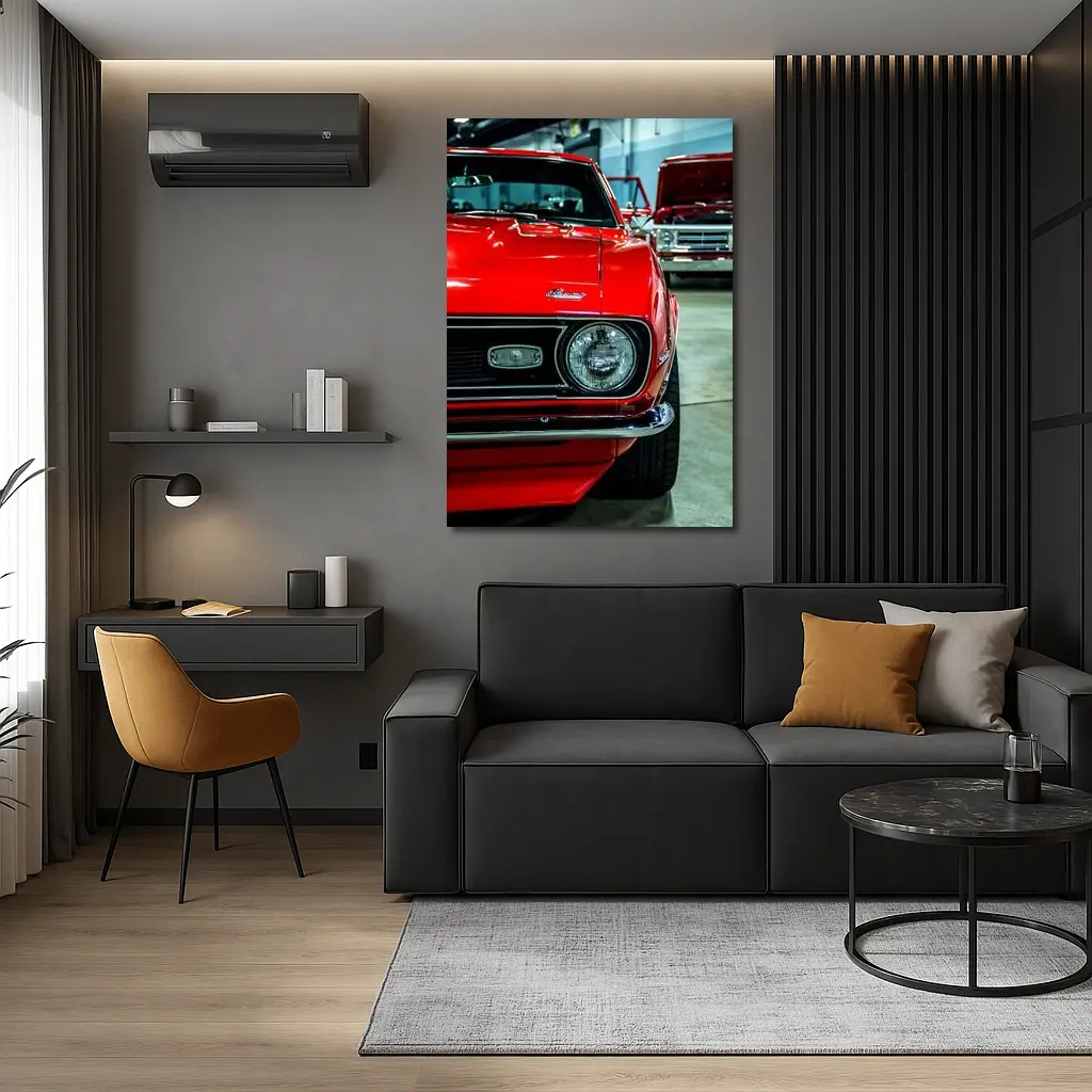 Chevrolet Camaro Red Muscle Car Garage – Wall Art