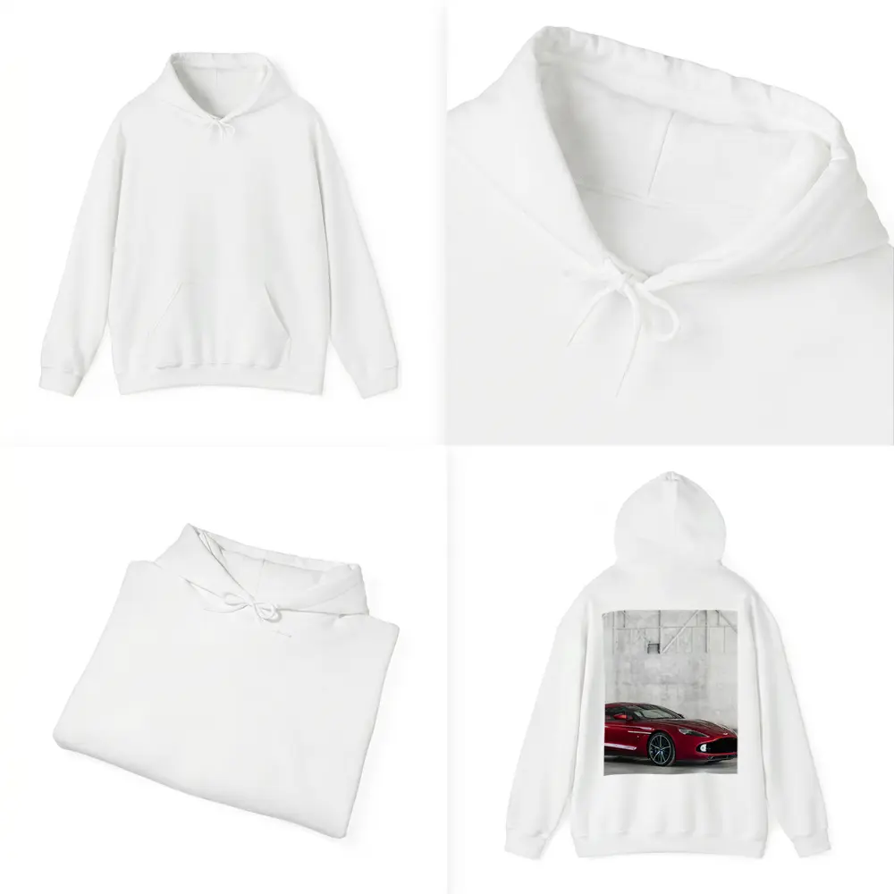 Aston Martin Vanquish Zagato Red Industrial Background – Hoodies