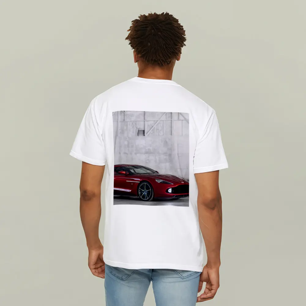 Aston Martin Vanquish Zagato Red Industrial Background – T-Shirts