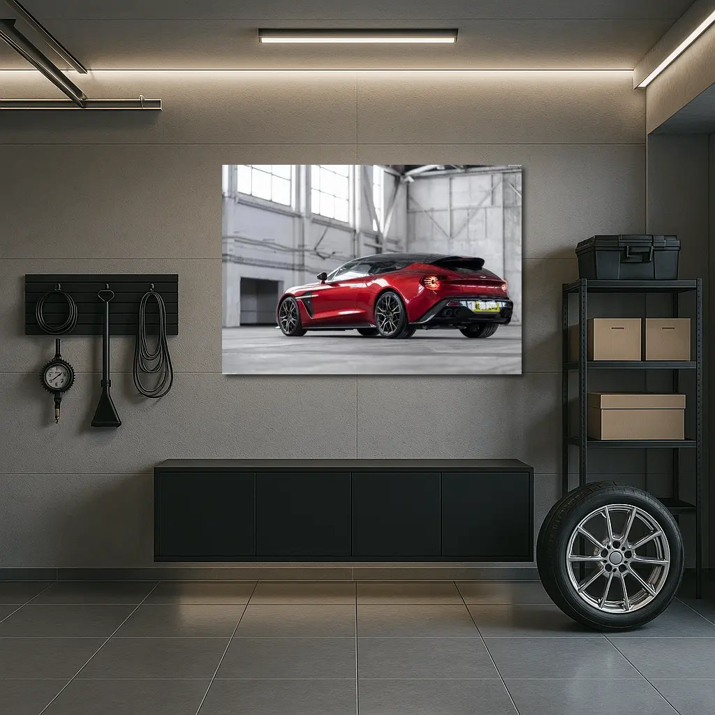 Aston Martin Vanquish Zagato Red Garage Shot – Wall Art