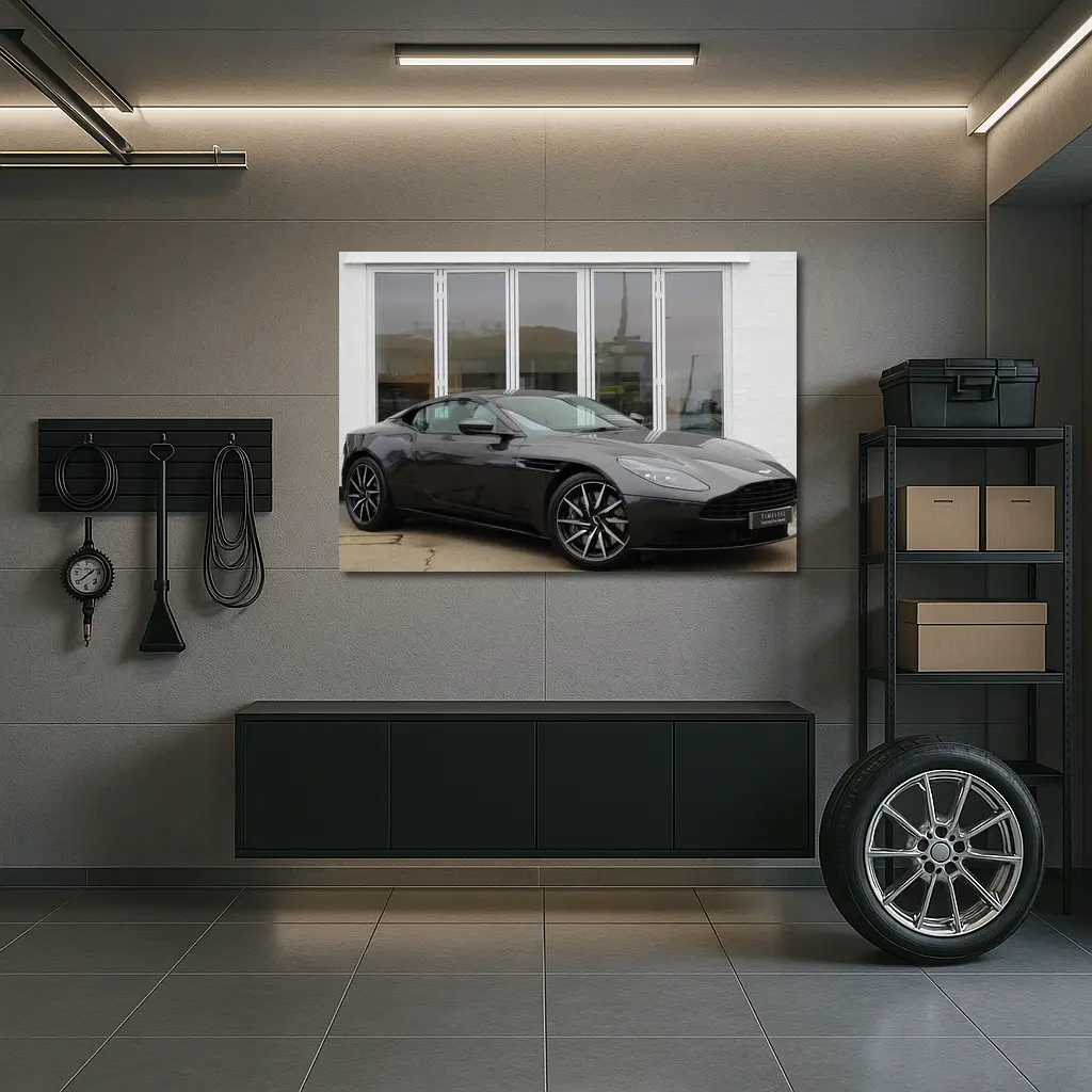Aston Martin DB11 Gray Coupe Dealership Exterior – Wall Art