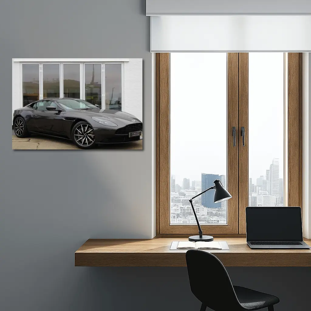 Aston Martin DB11 Gray Coupe Dealership Exterior – Wall Art