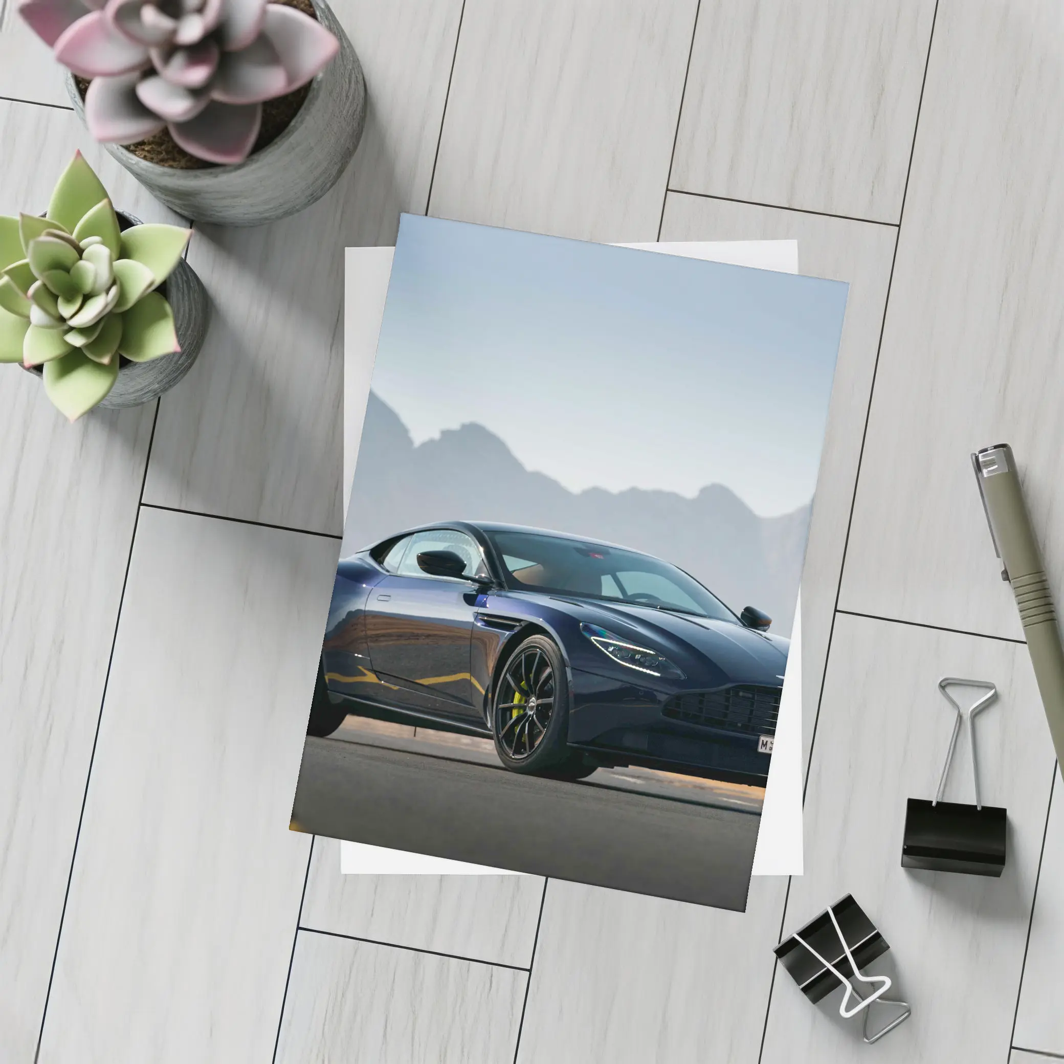 Aston Martin DB11 Dark Blue Desert Mountains – Postcards