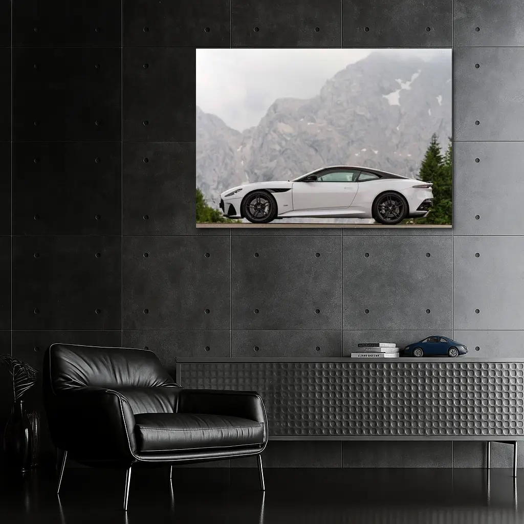 Aston Martin DBS Superleggera White Mountain Background – Wall Art