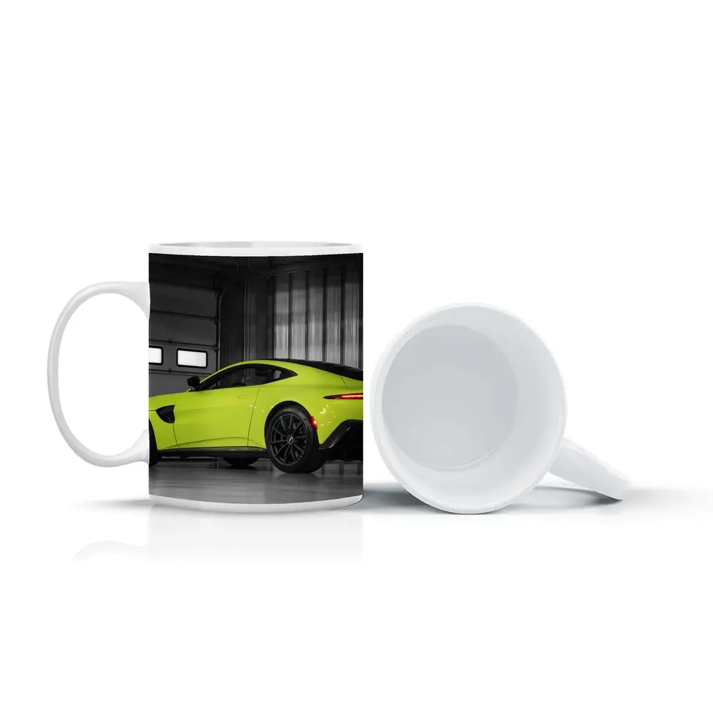 Aston Martin Vantage Lime Green Garage Shot – Mugs