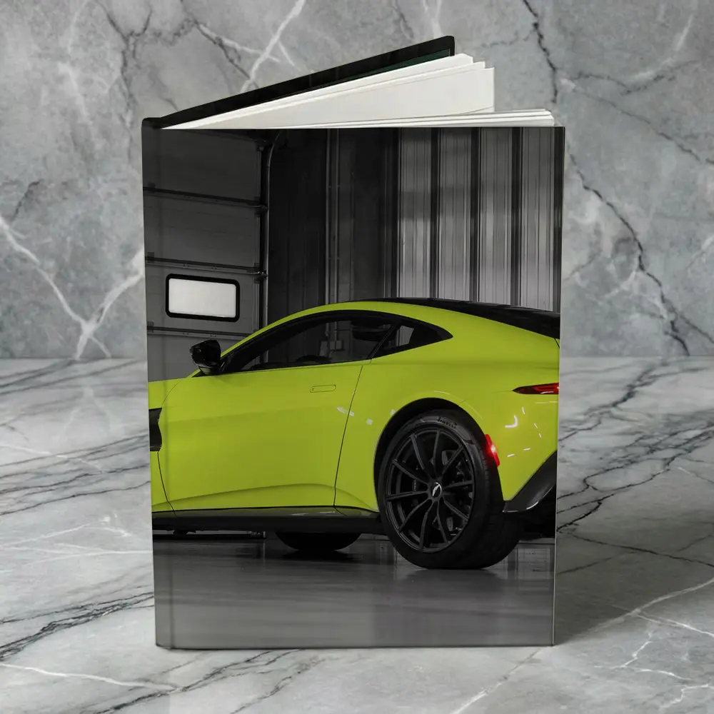 Aston Martin Vantage Lime Green Garage Shot – Notebooks