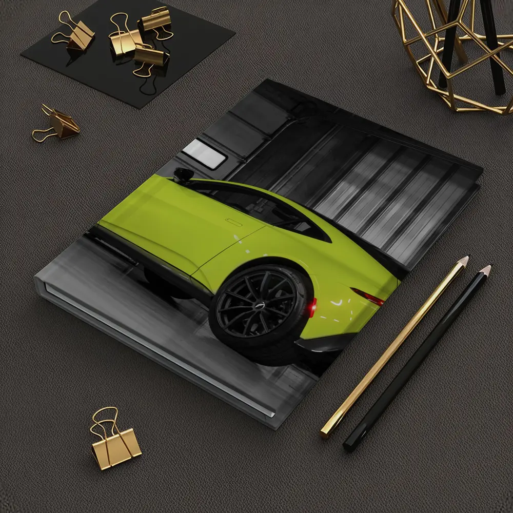 Aston Martin Vantage Lime Green Garage Shot – Notebooks