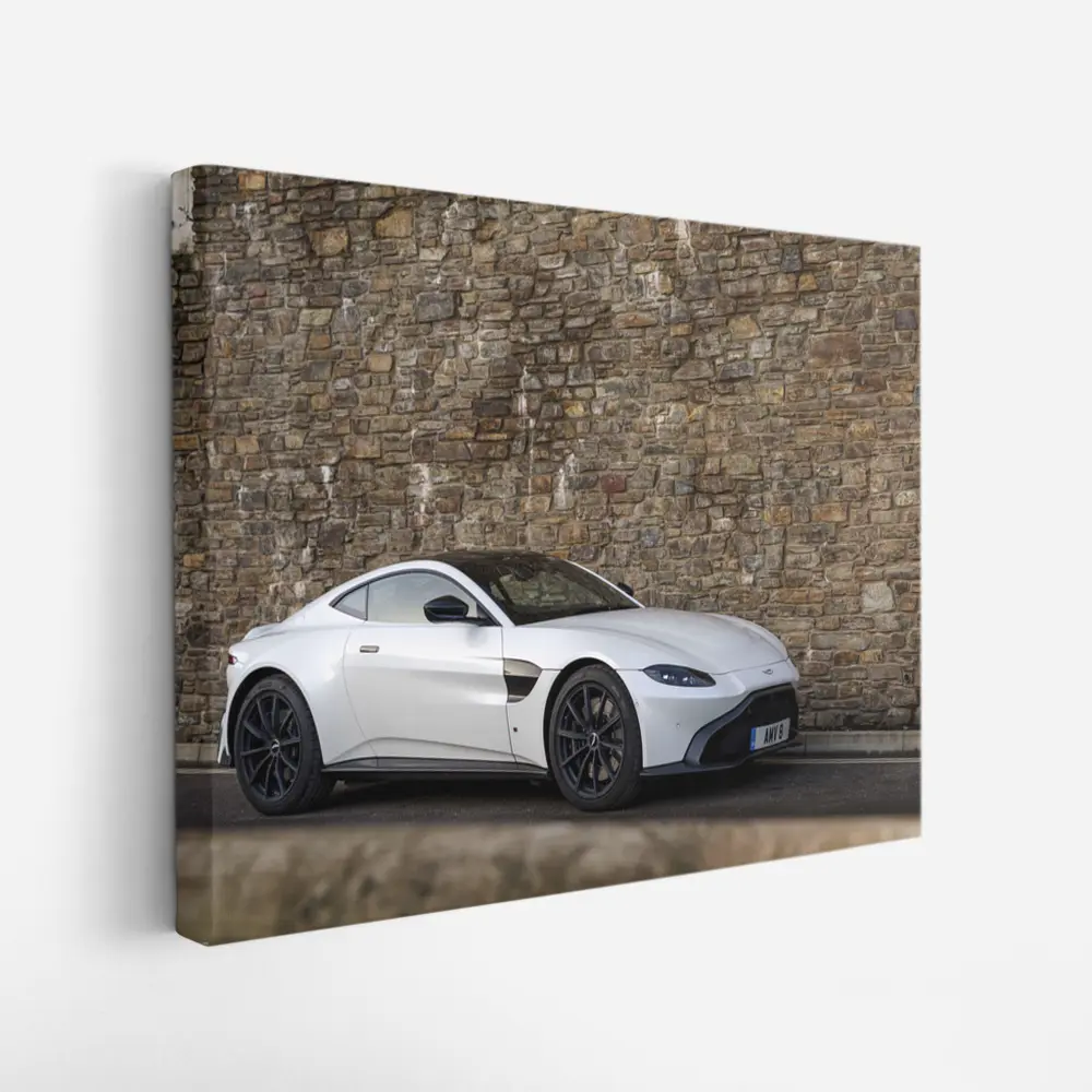 Aston Martin Vantage White Stone Wall – Wall Art