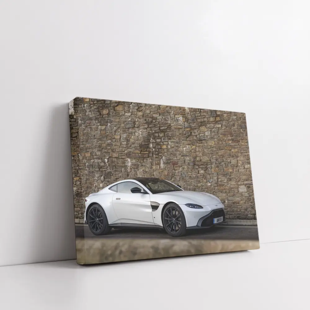 Aston Martin Vantage White Stone Wall – Wall Art