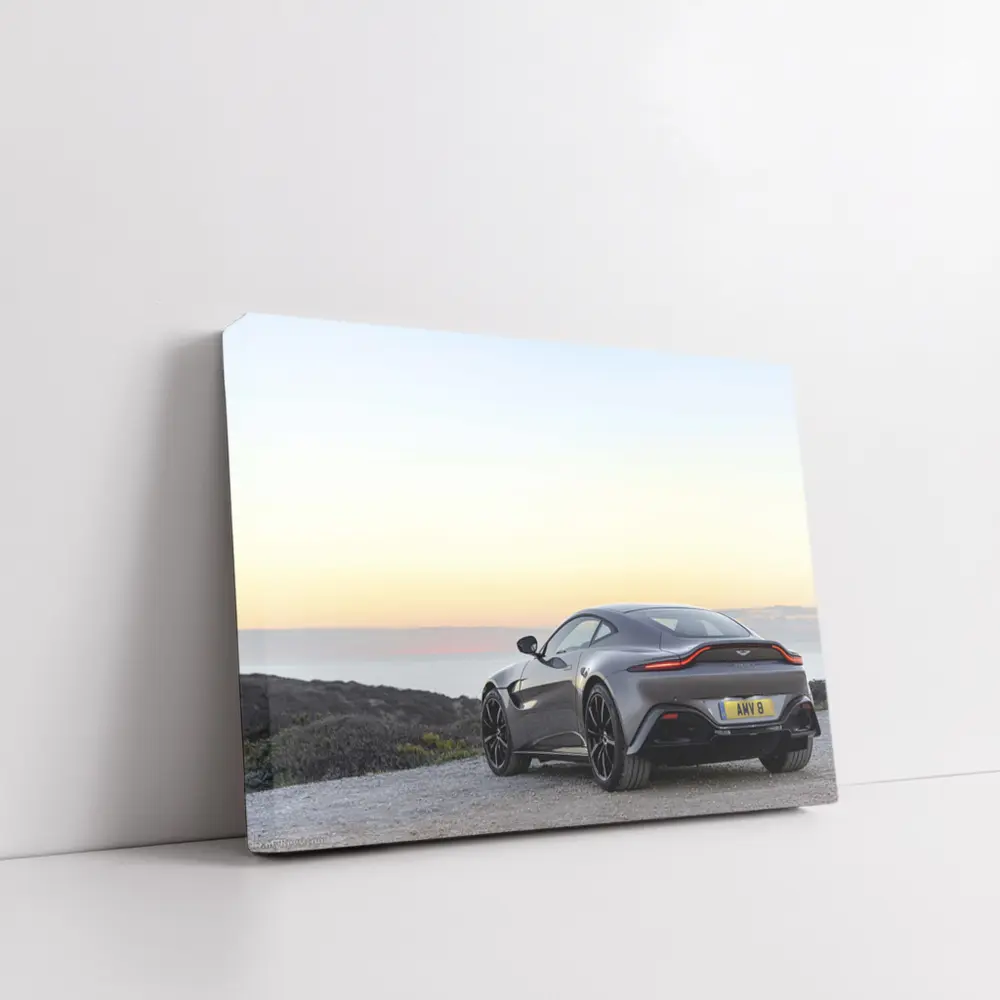 Aston Martin Vantage Silver Coastal Sunset View – Wall Art