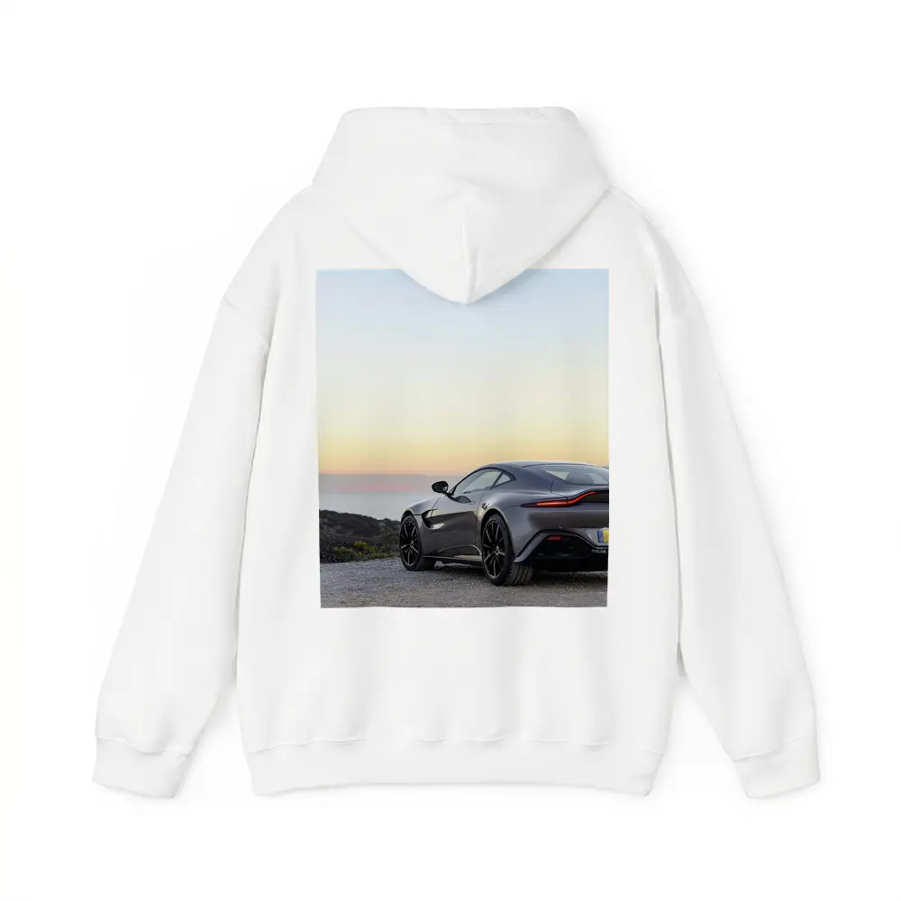 Aston Martin Vantage Silver Coastal Sunset View – Hoodies