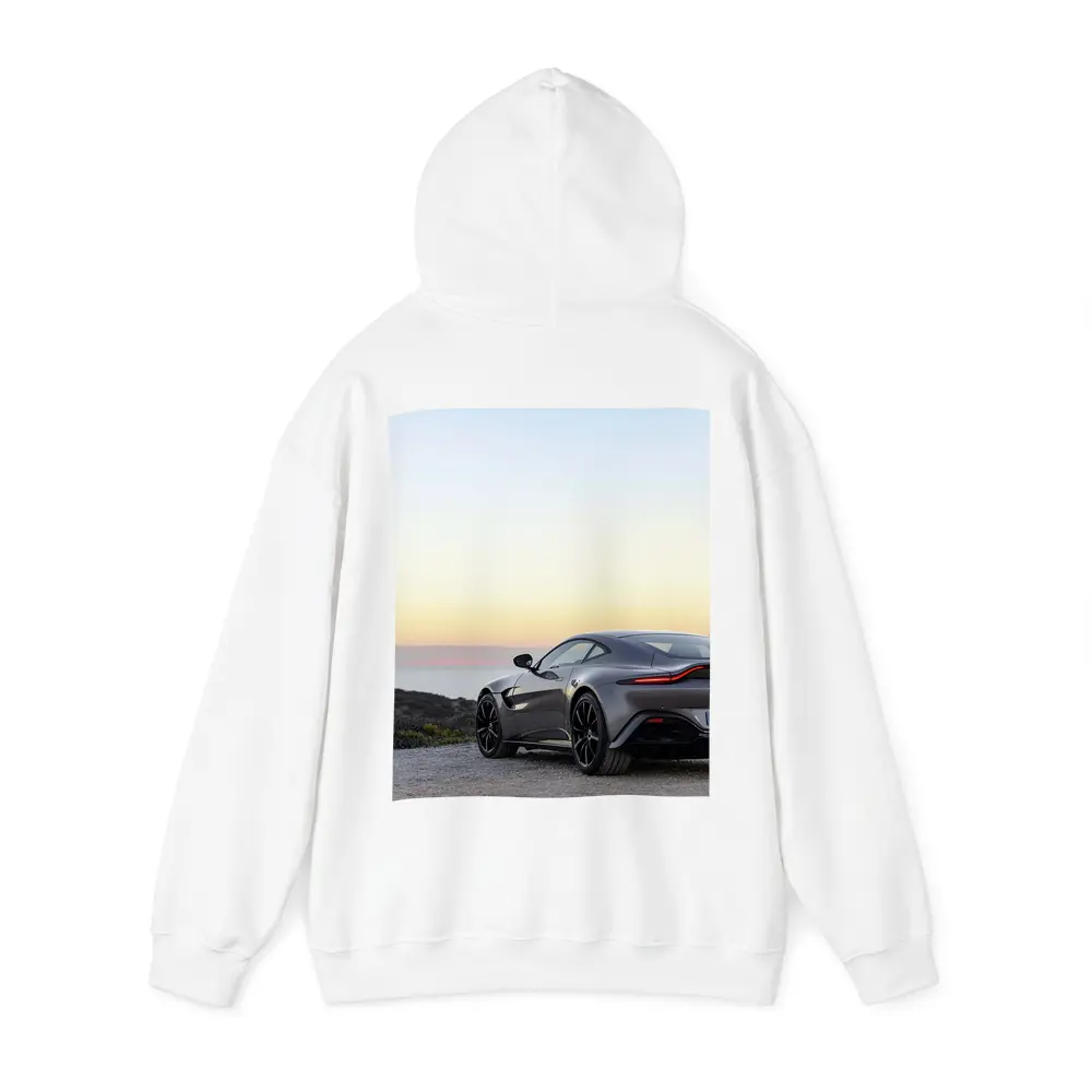 Aston Martin Vantage Silver Coastal Sunset View – Hoodies