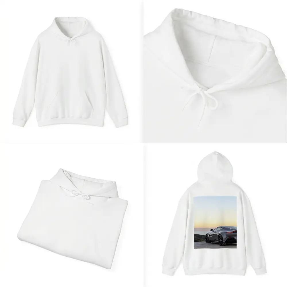 Aston Martin Vantage Silver Coastal Sunset View – Hoodies