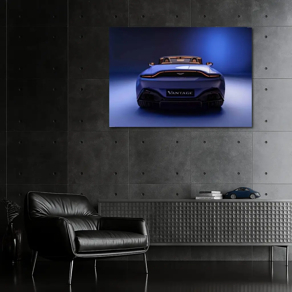 Aston Martin Vantage Roadster Rear Studio Blue – Wall Art