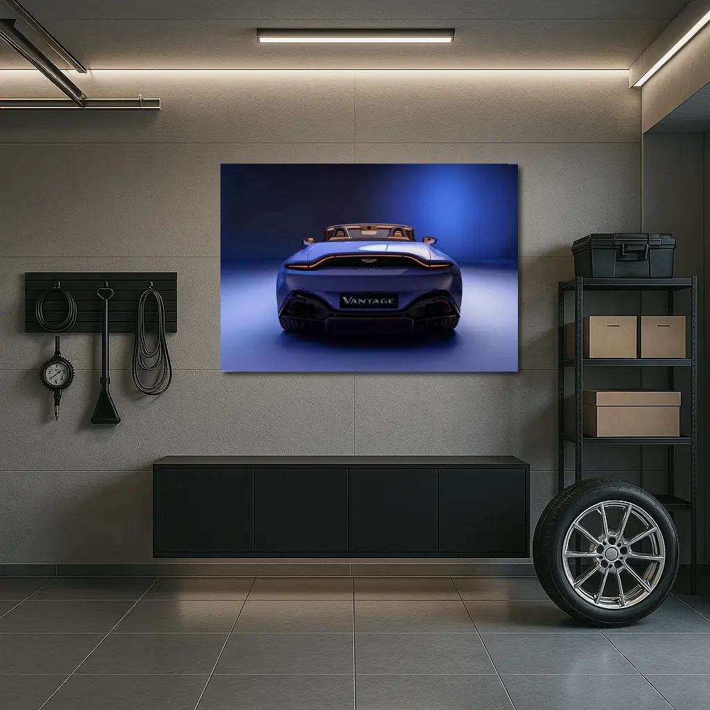 Aston Martin Vantage Roadster Rear Studio Blue – Wall Art