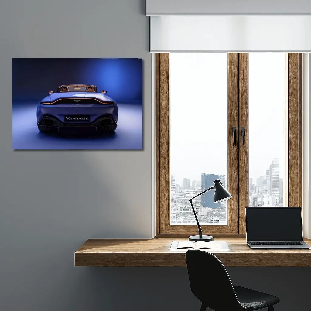 Aston Martin Vantage Roadster Rear Studio Blue – Wall Art