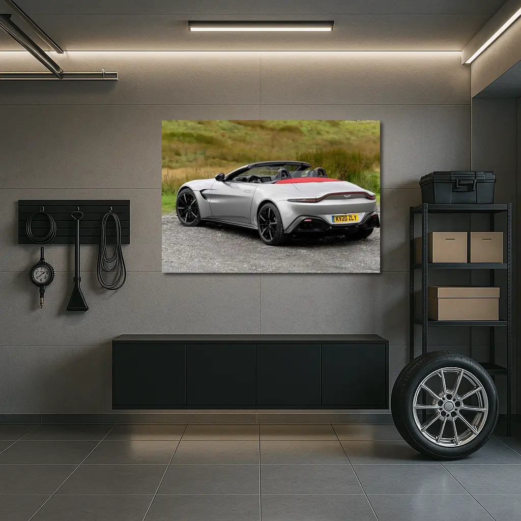 Aston Martin Vantage Roadster Silver Open Top – Wall Art