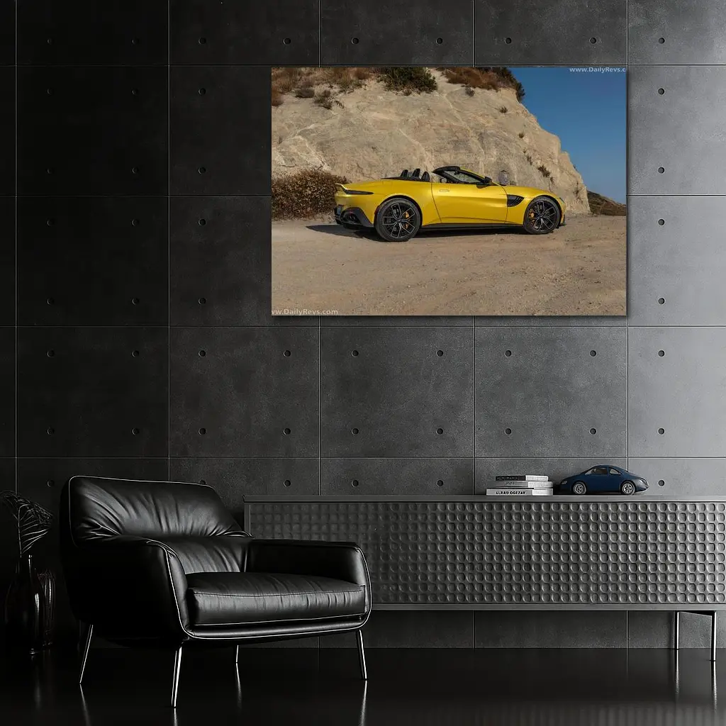 Aston Martin Vantage Roadster Yellow Cliffside – Wall Art