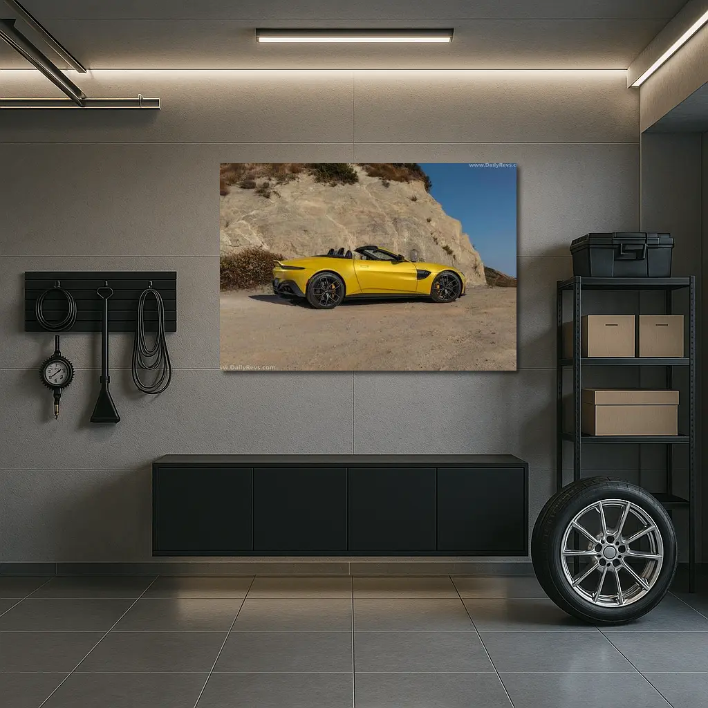 Aston Martin Vantage Roadster Yellow Cliffside – Wall Art