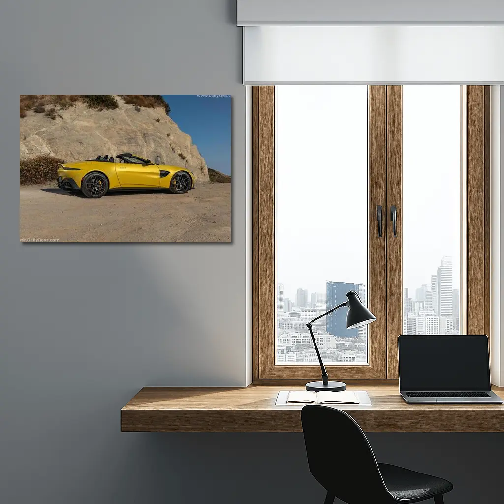Aston Martin Vantage Roadster Yellow Cliffside – Wall Art