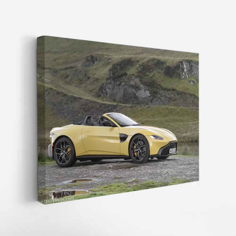 Aston Martin Vantage Roadster Yellow Rocky Landscape – Wall Art