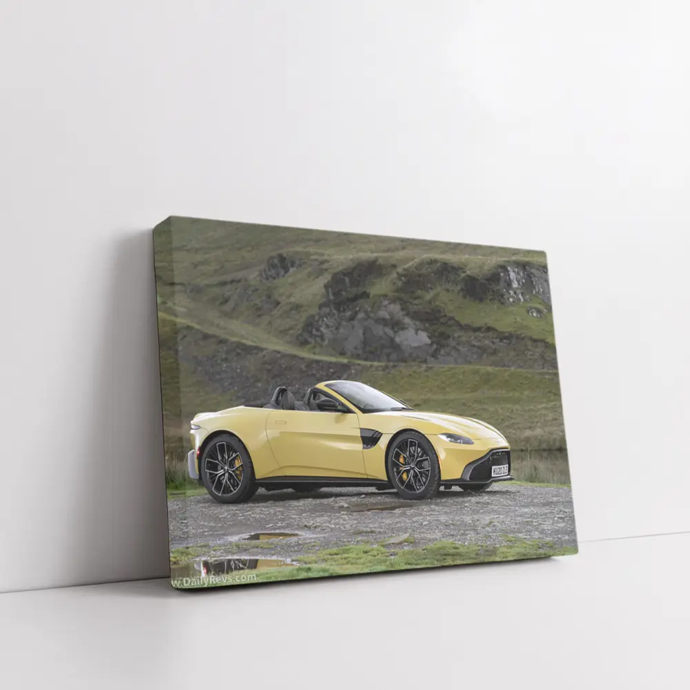 Aston Martin Vantage Roadster Yellow Rocky Landscape – Wall Art