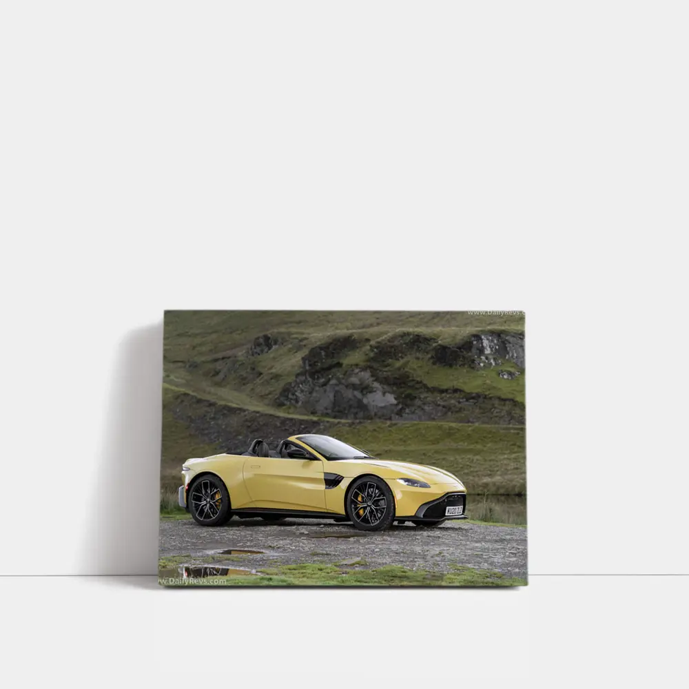 Aston Martin Vantage Roadster Yellow Rocky Landscape – Wall Art
