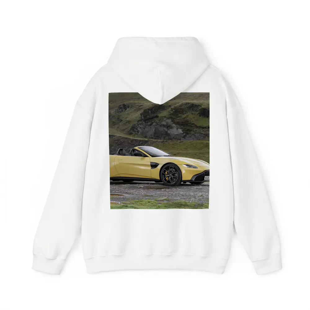 Aston Martin Vantage Roadster Yellow Rocky Landscape – Hoodies